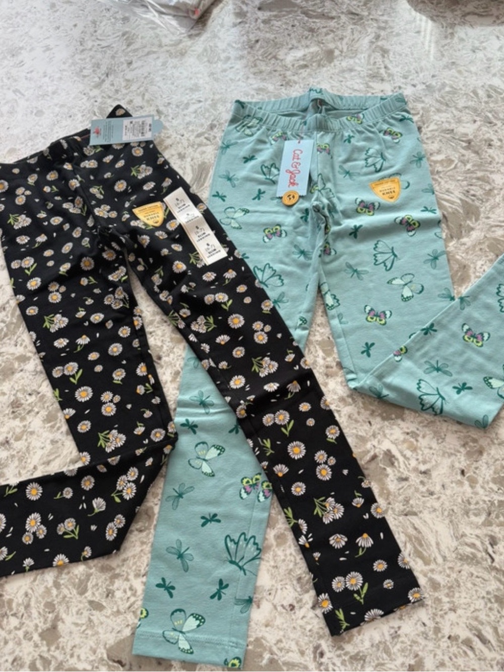 Carter's Girls' Floral & Butterfly Leggings - Black and Mint
